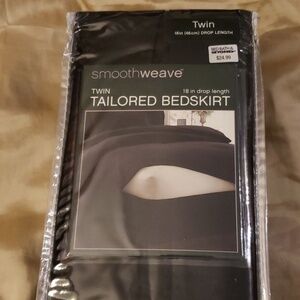 New Twin Tailored Black Bed skirt Smoothweave
